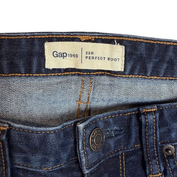 Gap 1969 Jeans Womens 25R Blue Denim Mid-Rise 5-Pockets Perfect Bootcut Leg - Picture 8 of 14